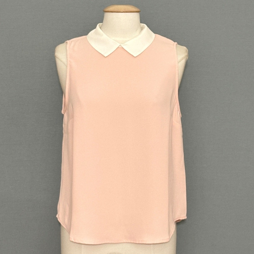 Forever 21 Women Top L Pink Sleeveless Peter Pan Collar Feminine Coquette Pastel